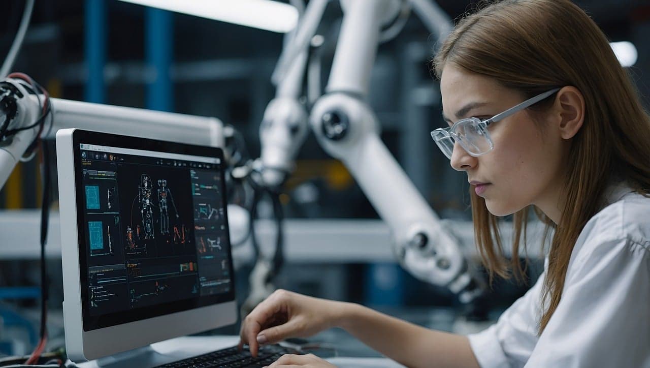 Woman focused on a computer